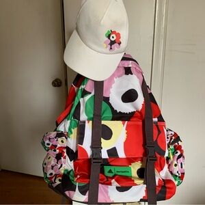 Adidas X Marimekko Floral Large Backpack EUC and Matching Cap GUC